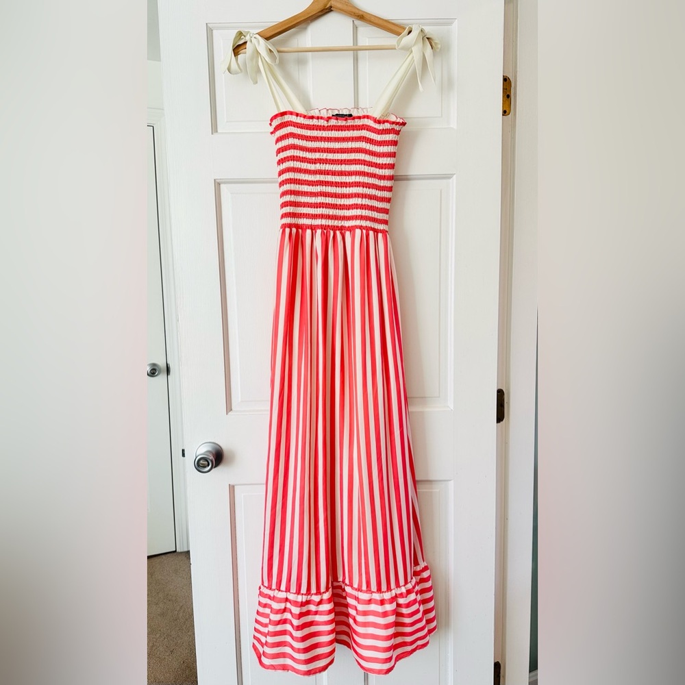 summersalt coral and White Striped Maxi Dress